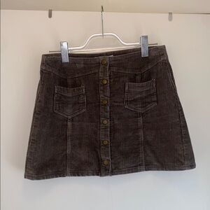 Mauve Corduroy Button-Front Skirt